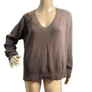 Old Navy Brown V-neck Long Sleeve Knit Pullover Sweater Size Med Preppy Academia